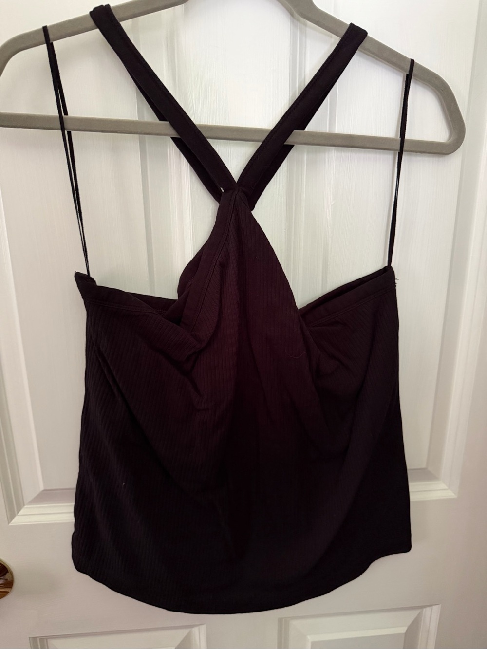 Old Navy Black Ribbed Cross-Back Bandeau Cami
